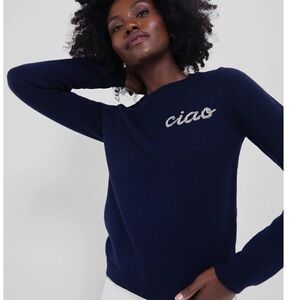 Tuckernuck HYACINTH HOUSE Navy Crewneck Ciao Beaded Sweater Size XL